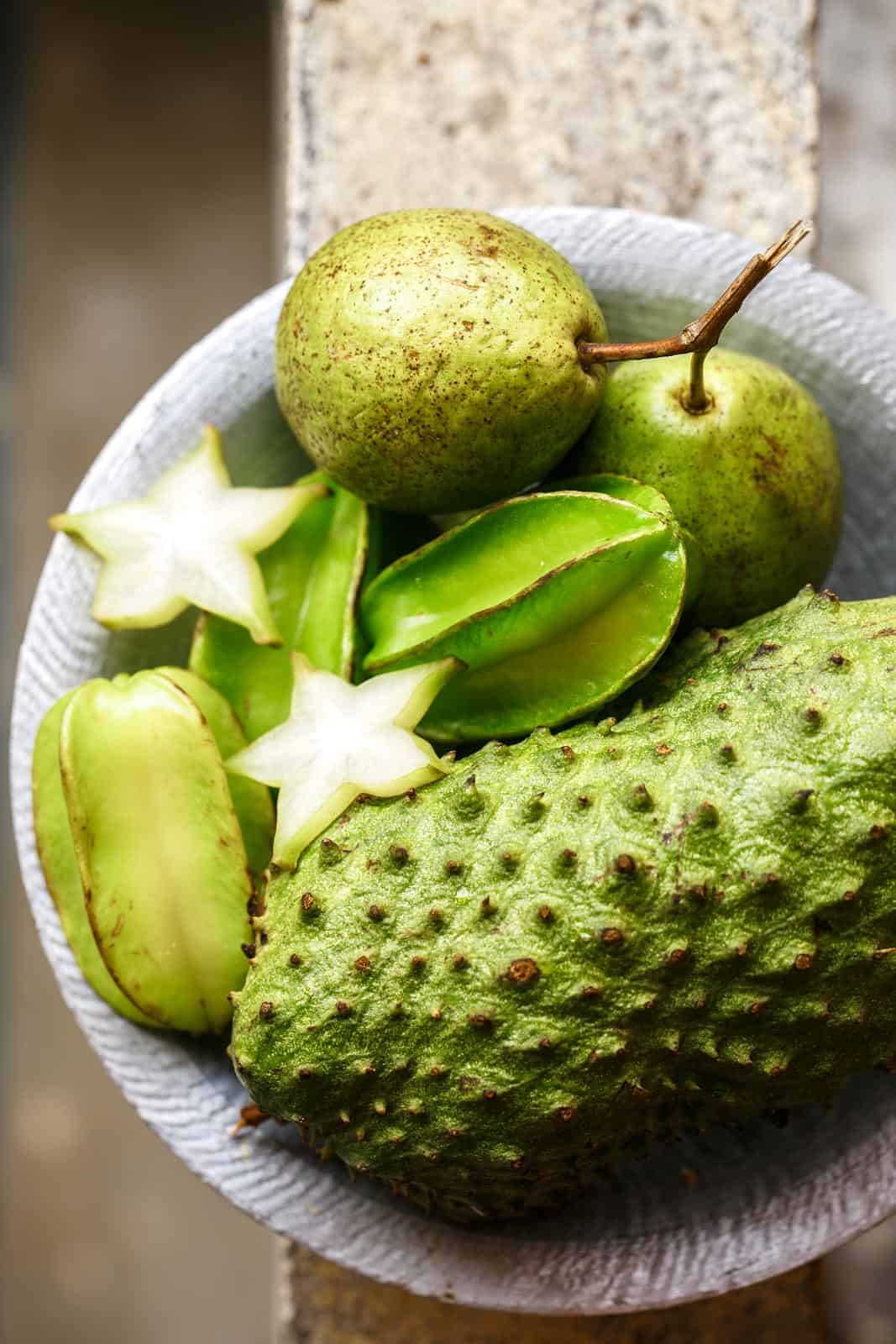green exotic fruits