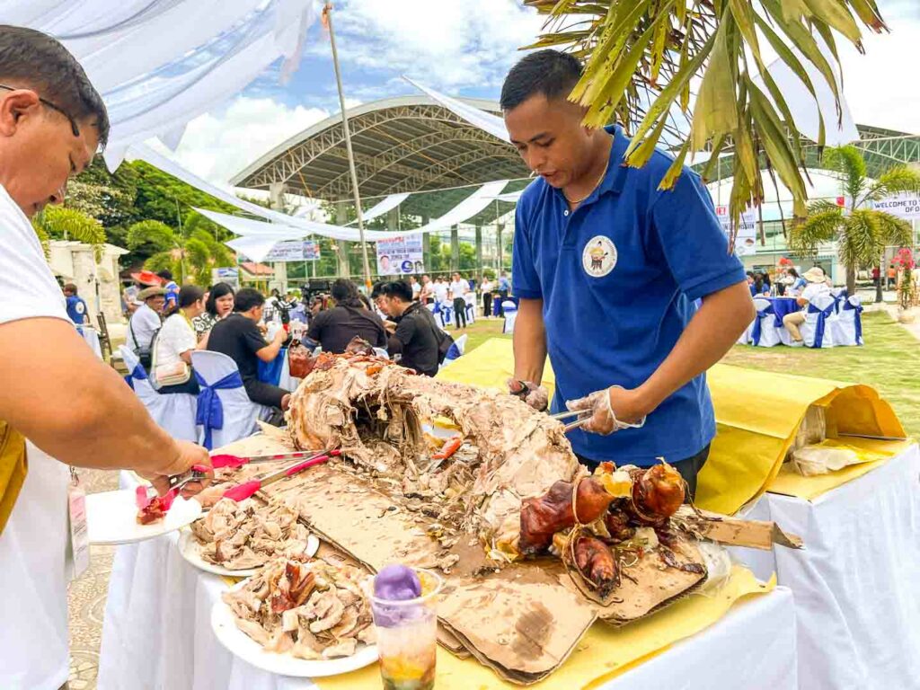 Lechon or spit roasted pig served at a food festival in Dalaguete South Cebu