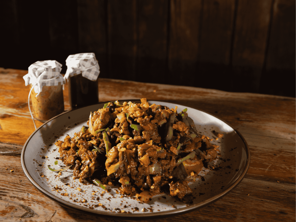 Kottu roti a popular sri lankan dish of shredded roti fried with vegetables, spices and meat