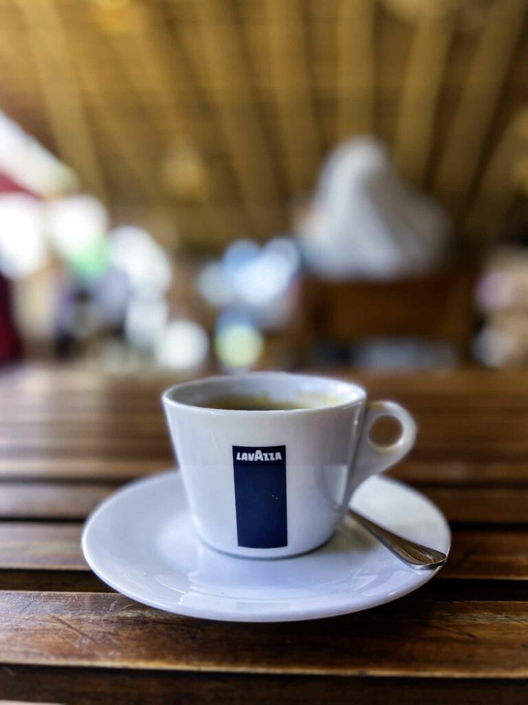 Cup of coffee on table in cafe