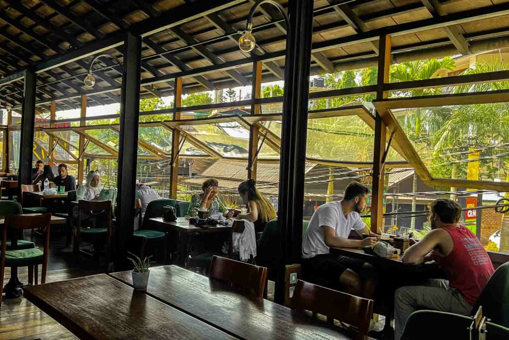 Upstairs open air cafe dining room at the Barn in Ella