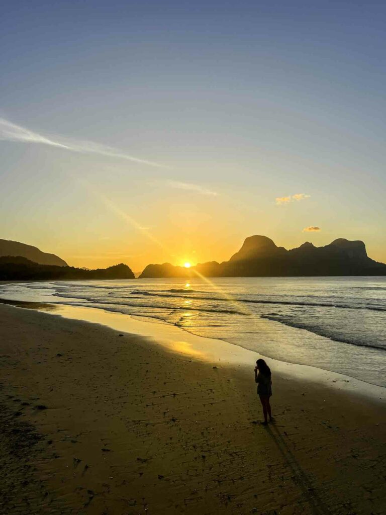 Las Cabanas Beach Sunset in El Nido Palawan