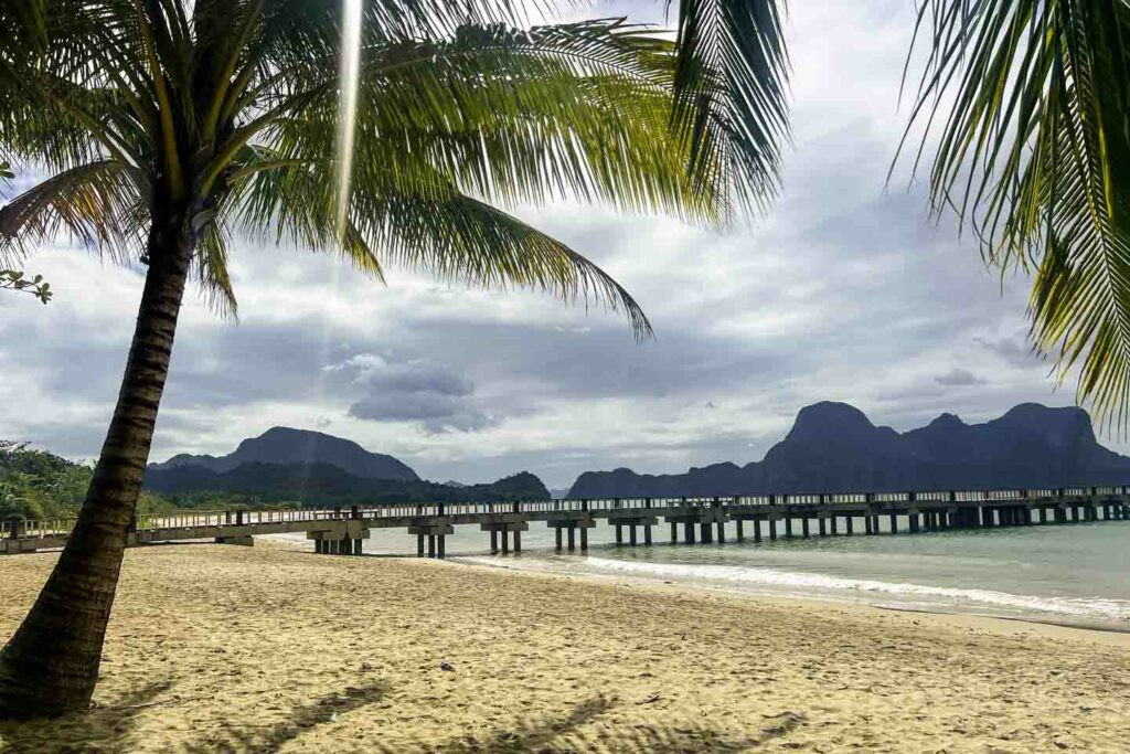 Lido Beach on Palawan looking out to where the planes land