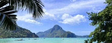 View from El Nido Beach one of the most popular Palawan beaches