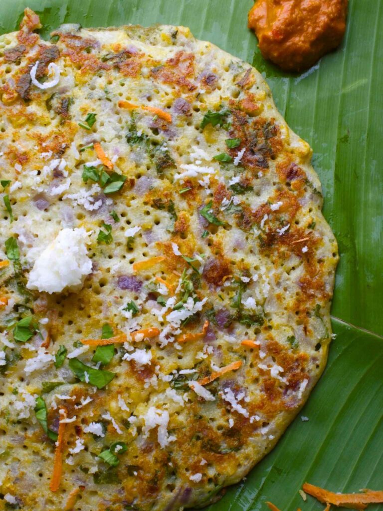 Paruppu Adai one of the most popular Jaffna foods on a banana leaf