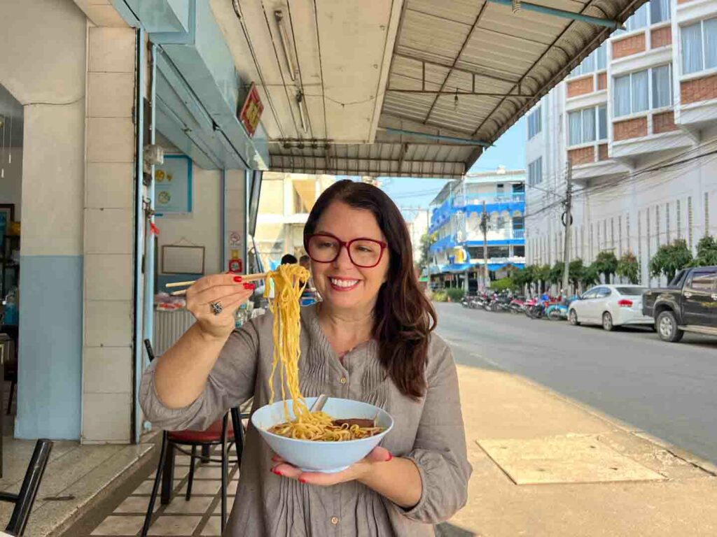 Ayngelina eating at Chiang Rai restaurant