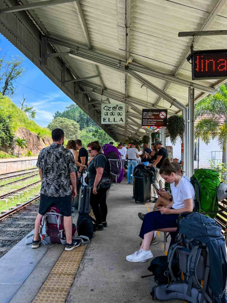 Tourists on Ella train station platform