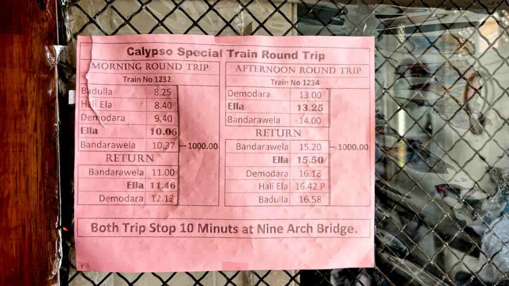 Sri Lankan train route for Calypso Special Train