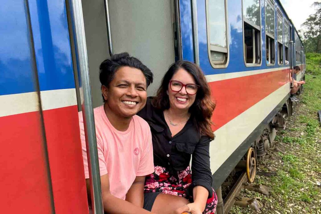 Couple on Ella Odyssey Train parked