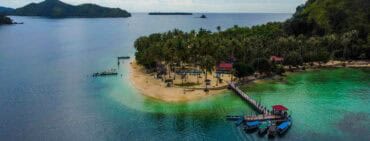 Aerial shot of Pasumpahan Island in Bungus Bay