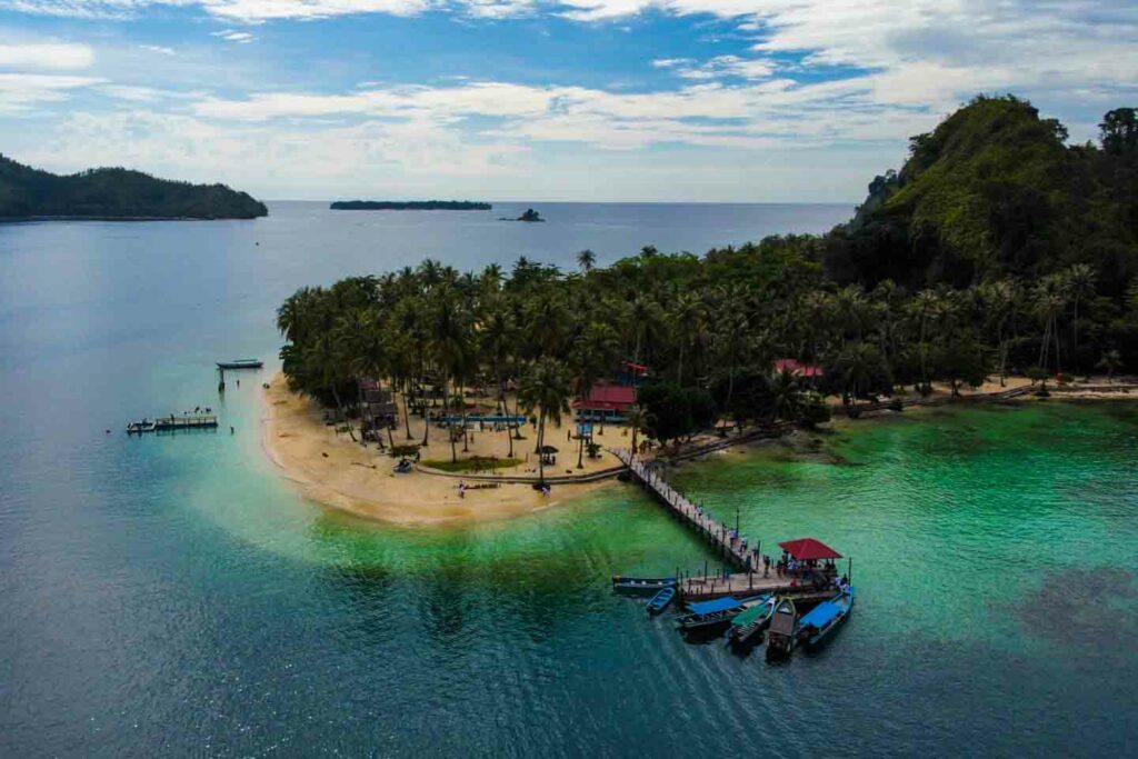 Aerial shot of Pasumpahan Island in West Sumatra