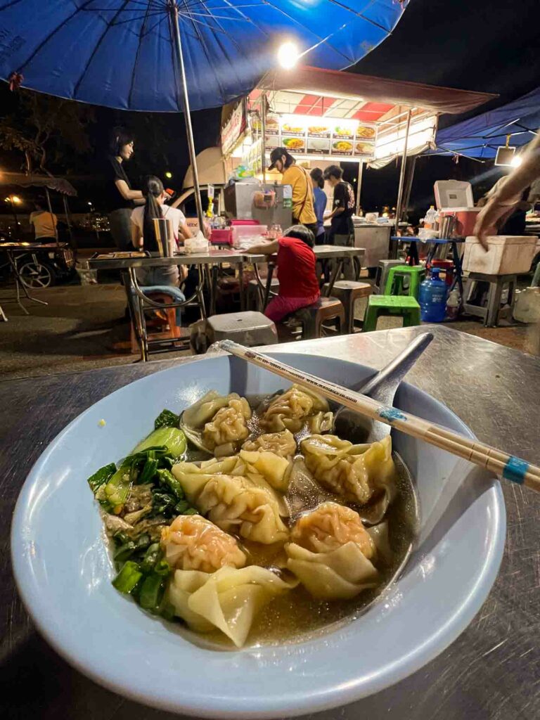 Chiang Mai Night market shrimp dumplings in a bowl